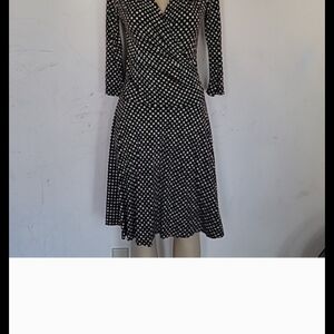 Soprano Black & White Polka Dot Midi Wrap Dress
